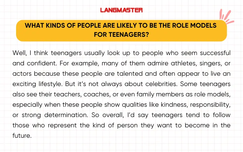 Bài mẫu topic Role Model IELTS Speaking Part 3