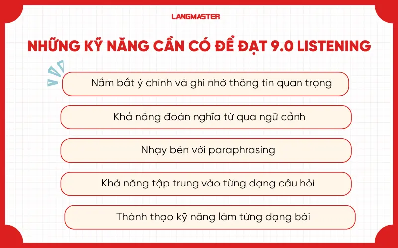 Những kỹ năng cần có để đạt 9.0 Listening
