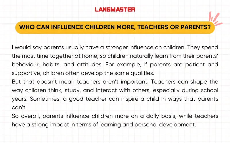 Bài mẫu topic Role Model IELTS Speaking Part 3