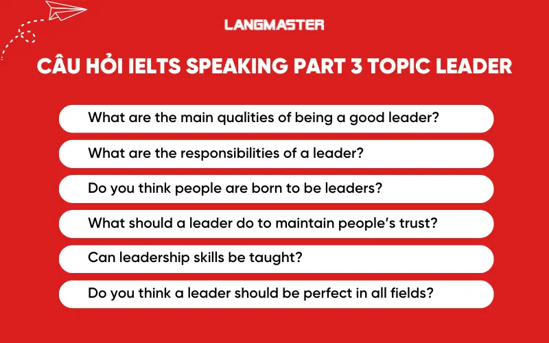 Câu hỏi IELTS Speaking Part 3 topic Leader