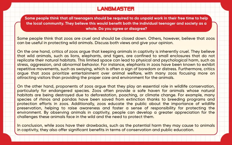 Bài mẫu chủ đề Zoos - IELTS Writing Task 2 band 6.5+