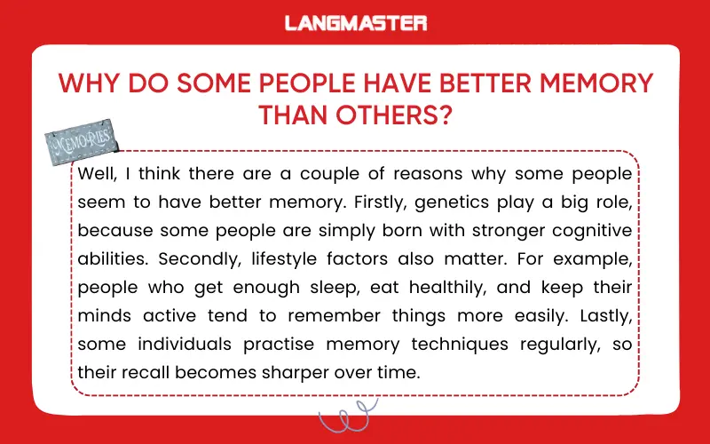 Bài mẫu IELTS Speaking Part 3 topic Memory