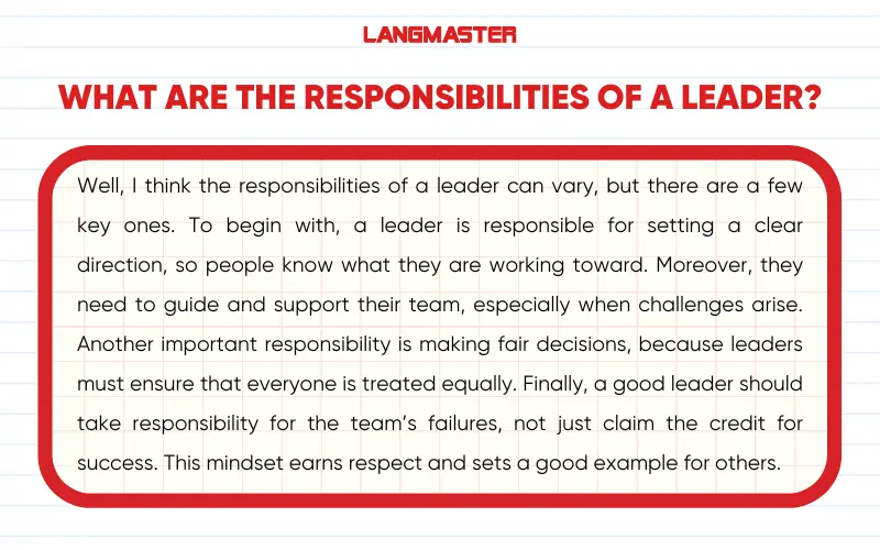 Bài mẫu IELTS Speaking Part 3 topic Leader