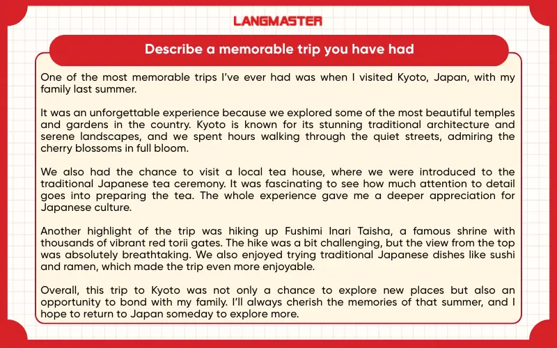 Bài mẫu IELTS Speaking Part 2 Band 7