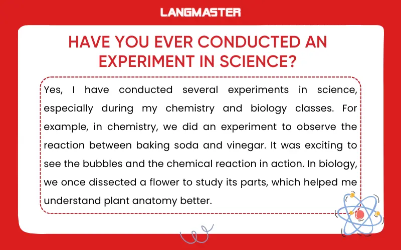 Sample answer Topic Science IELTS Speaking Part 1