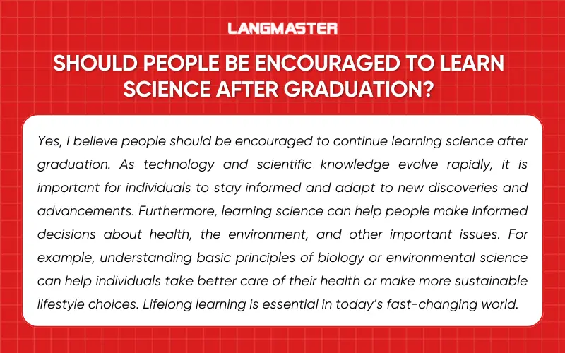 Sample answer Topic Science IELTS Speaking Part 3