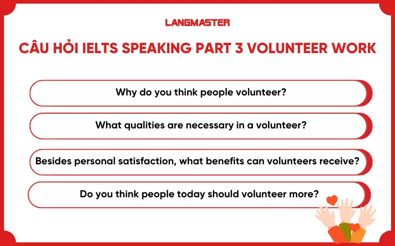 Câu hỏi IELTS Speaking Part 3 Volunteer Work