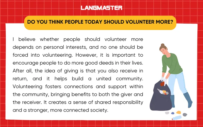 Bài mẫu IELTS Speaking Part 3 Volunteer Work
