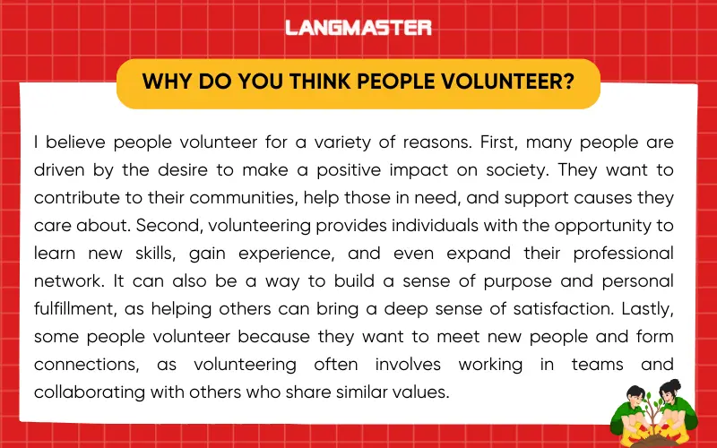 Bài mẫu IELTS Speaking Part 3 Volunteer Work