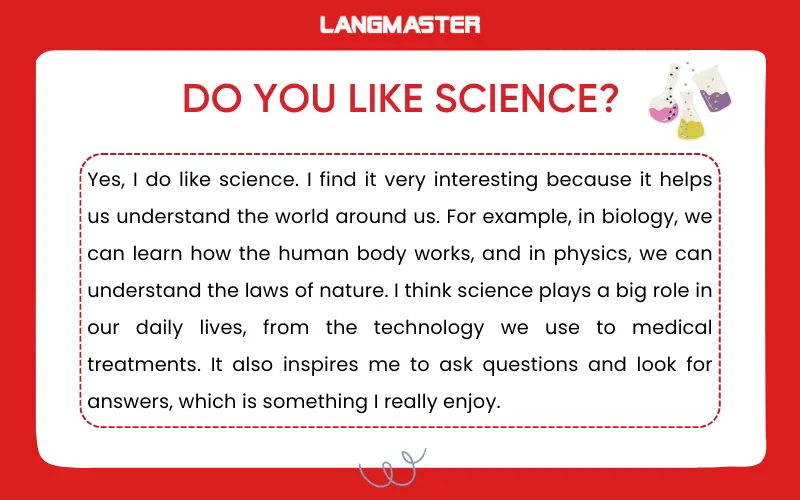 Sample answer Topic Science IELTS Speaking Part 1