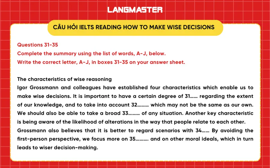 Đề thi thật IELTS Reading How to make wise decisions