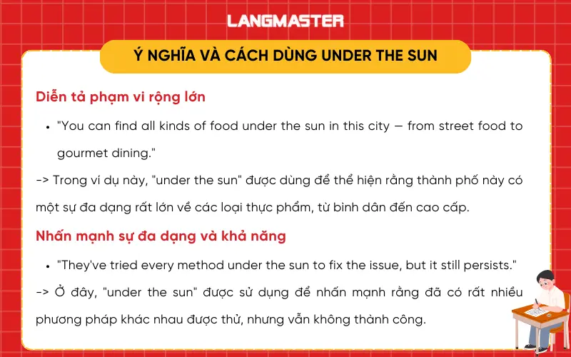 Ý nghĩa và cách dùng Under the sun