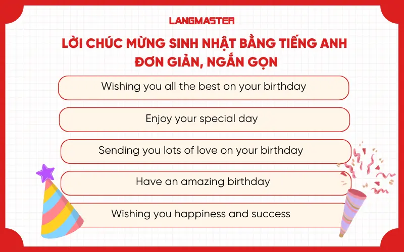 Lời chúc sinh nhật bằng Tiếng Anh đơn giản, ngắn gọn