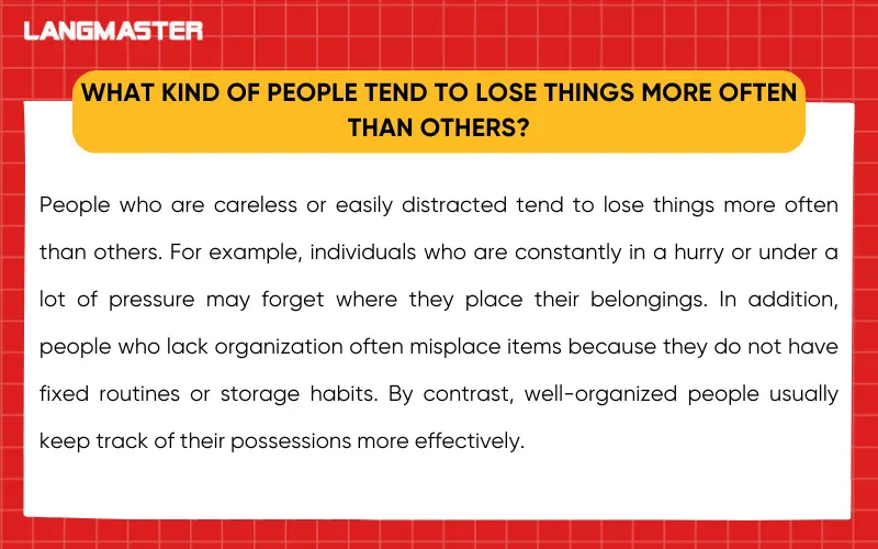 Bài mẫu IELTS Speaking Part 3 topic Losing things