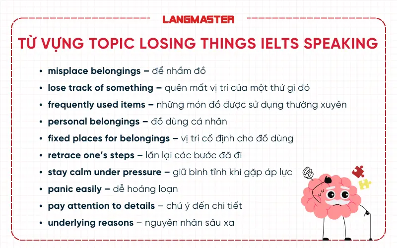 Từ vựng IELTS Speaking part 3 topic Loisng things