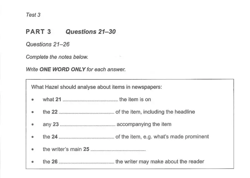 Note Completion IELTS Listening Part 3