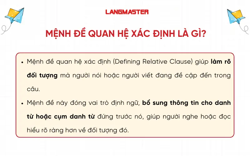 Mệnh đề quan hệ xác định là gì?