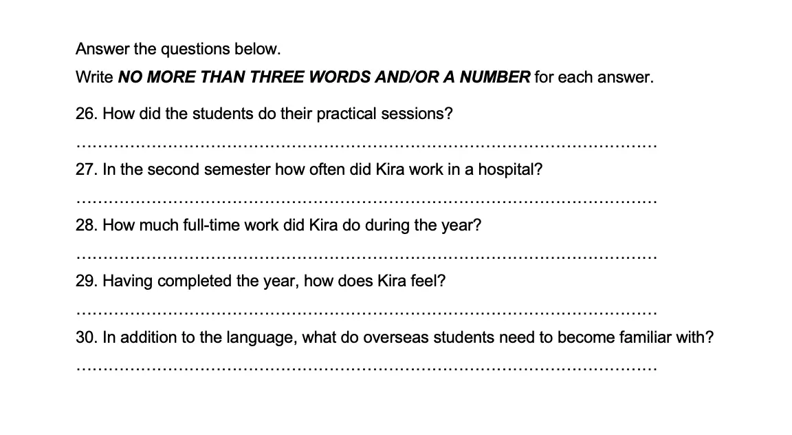 Short Answer Question - Câu hỏi ngắn IELTS Listening Part 3