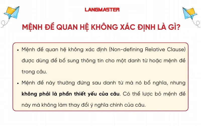 Mệnh đề quan hệ không xác định là gì?
