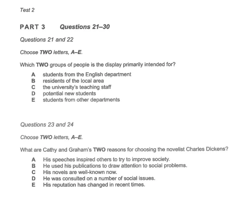 Multiple Choice - Câu hỏi trắc nghiệm IELTS Listening Part 3