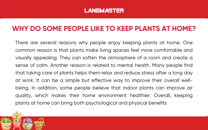 Bài mẫu IELTS Speaking part 3 topic Plants