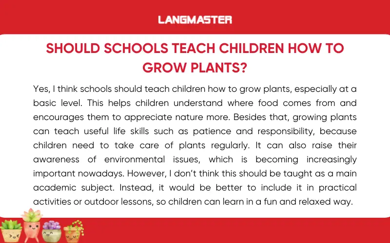 Bài mẫu IELTS Speaking part 3 topic Plants