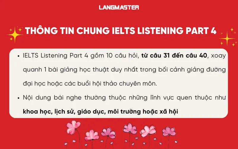 Thông tin chung IELTS Listening Part 4
