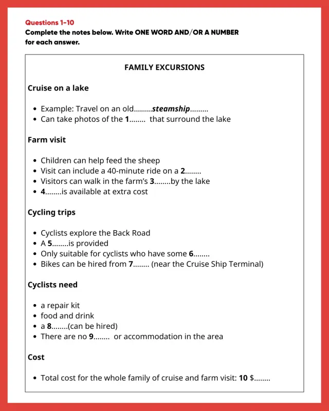 Đề bài Family Excursions