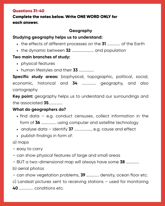 Geography IELTS Listening Cam 8 Test 1