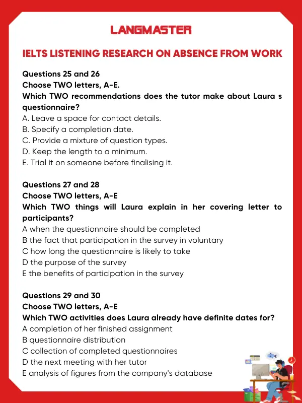 Đề bài IELTS Listening Research on absence from work
