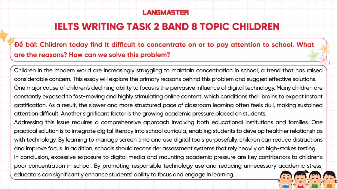 Bài mẫu IELTS Writing Task 2 band 8 topic Children