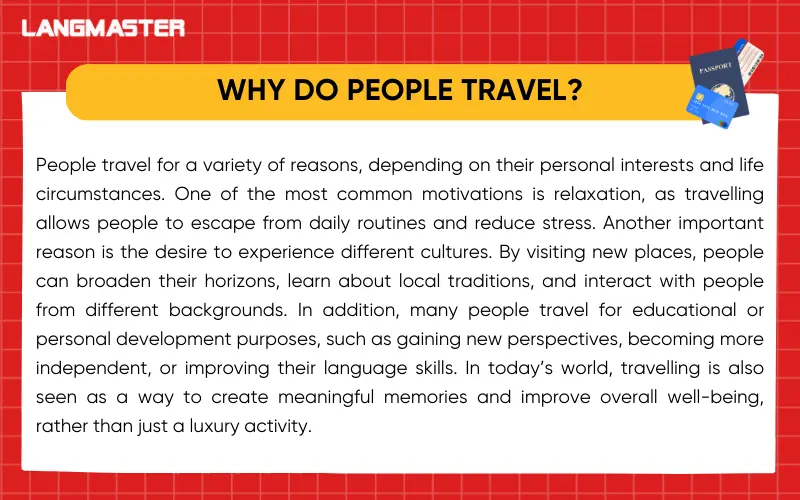 Sample answer Topic Tourism IELTS Speaking part 3