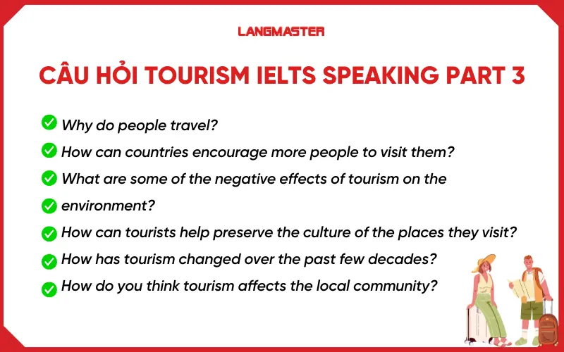 Câu hỏi Topic Tourism IELTS Speaking part 3