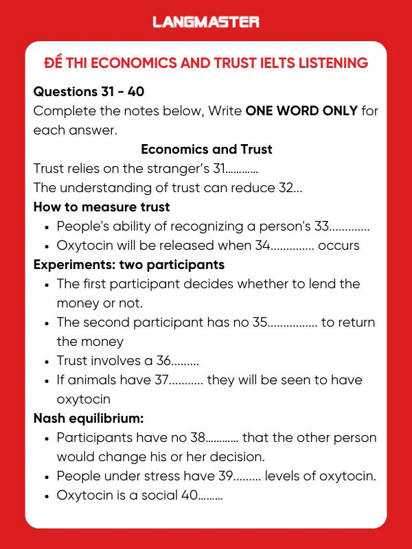 Đề thi Economics and trust IELTS Listening