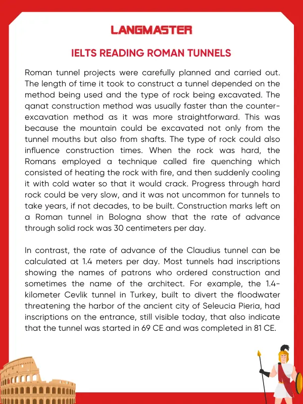 Roman tunnels bài đọc IELTS theo chủ đề