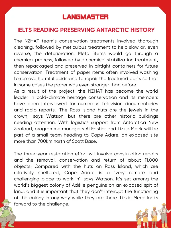Bài đọc IELTS Reading topic History & Culture Preserving Antarctic History