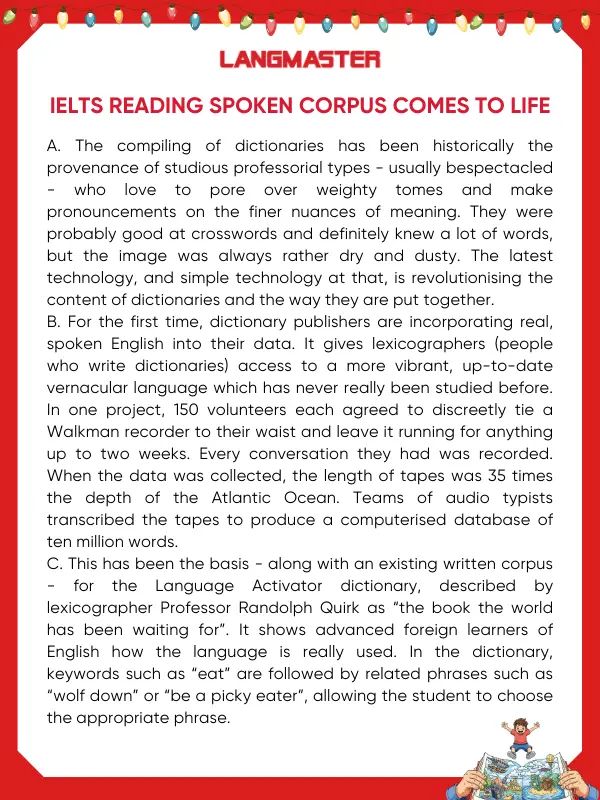 Spoken Corpus Comes To Life bài đọc IELTS Reading 