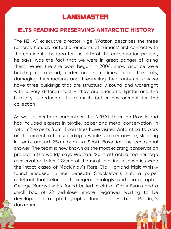 Bài đọc IELTS Reading topic History & Culture Preserving Antarctic History