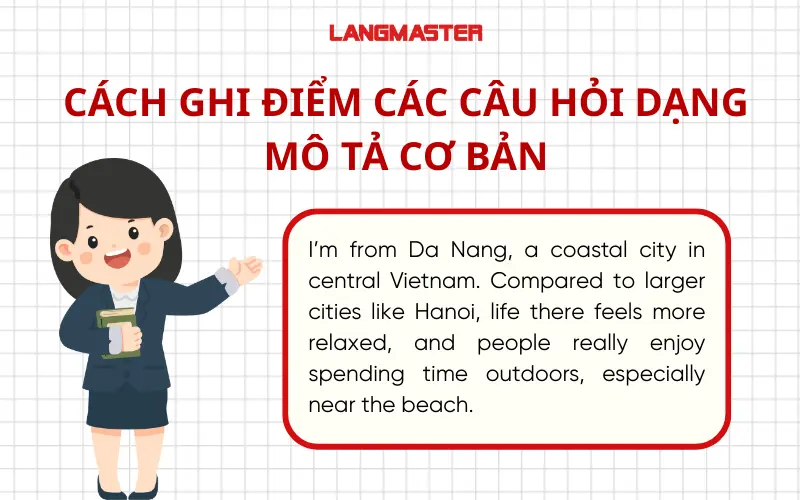 Cách ghi điểm các câu hỏi dạng mô tả cơ bản