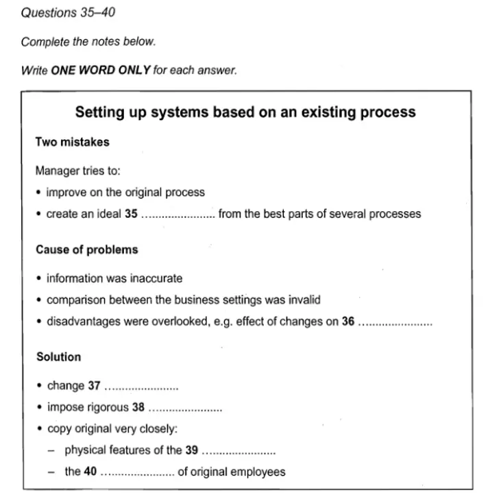 Note Completion IELTS Listening