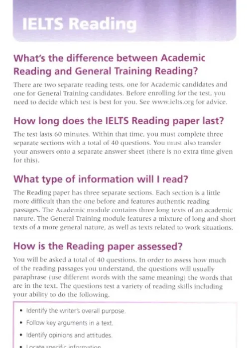 Phần Reading sách IELTS Official Cambridge guide to ielts