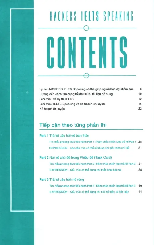 Mục lục sách hacker ielts 