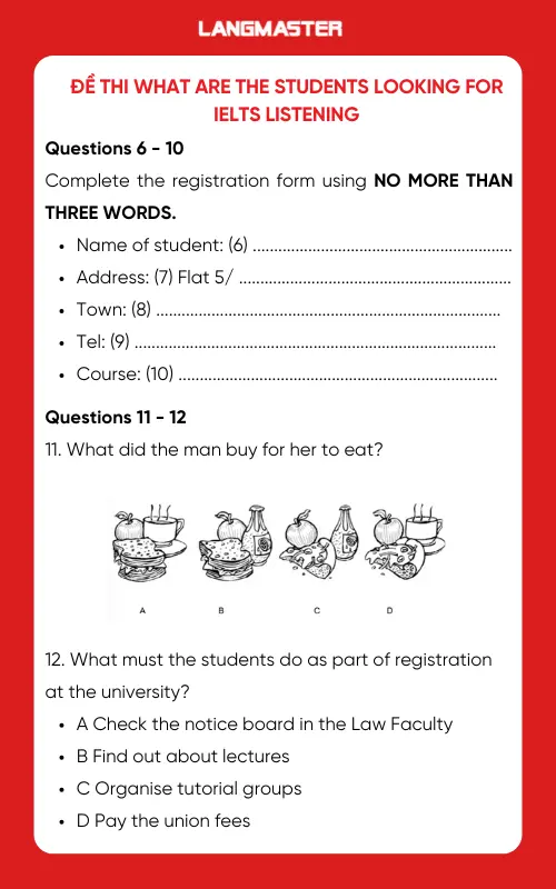 Đề thi What are the students looking for IELTS Listening