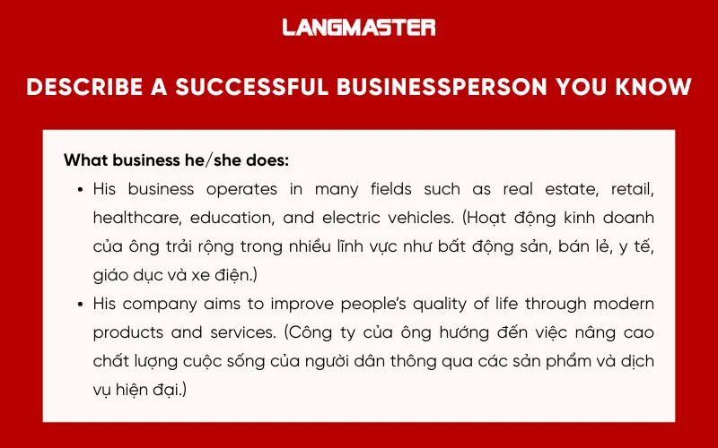 Dàn ý Describe a successful businessperson you know IELTS Speaking Part 2