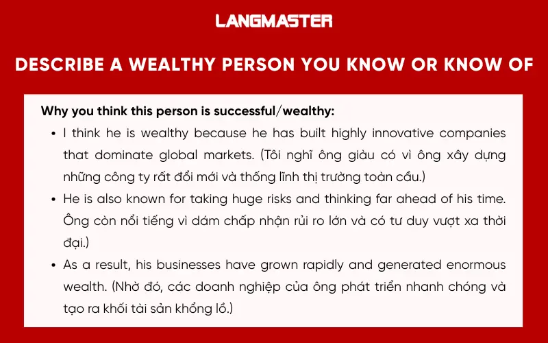 Dàn ý bài Describe a wealthy person you know or know of