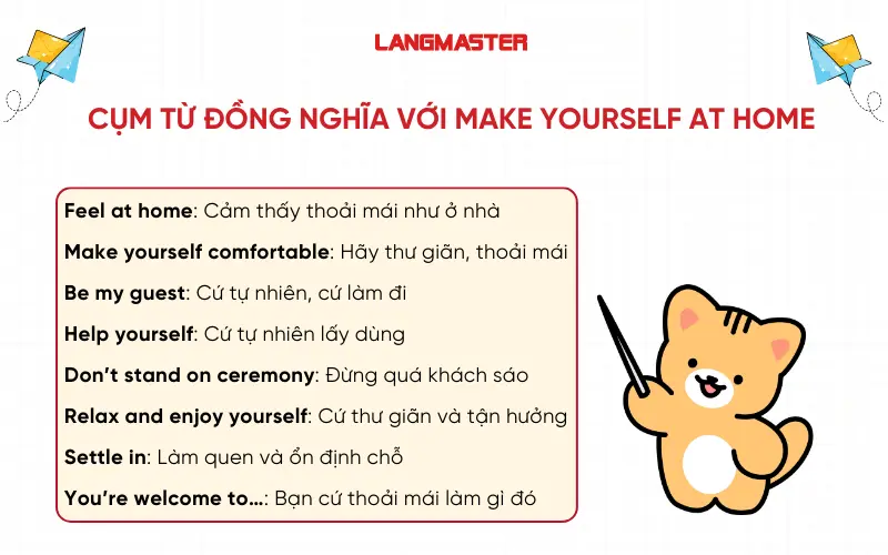 Cụm từ đồng nghĩa với Make yourself at home