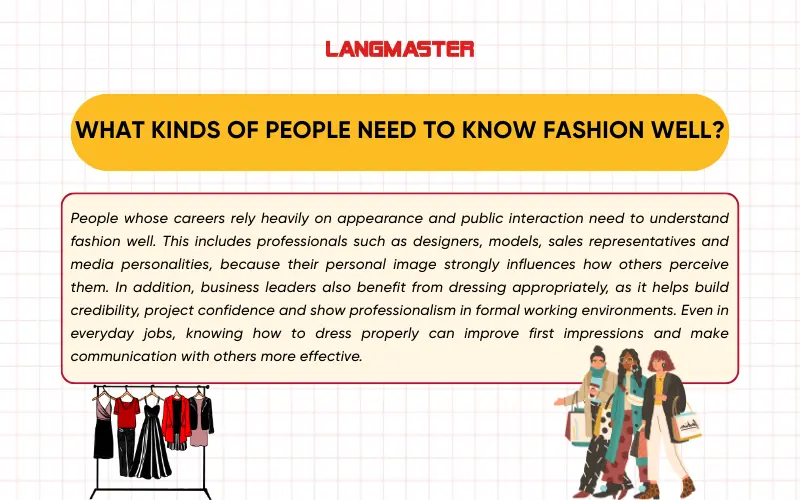 IELTS Speaking Part 3 What kinds of people need to know fashion well?