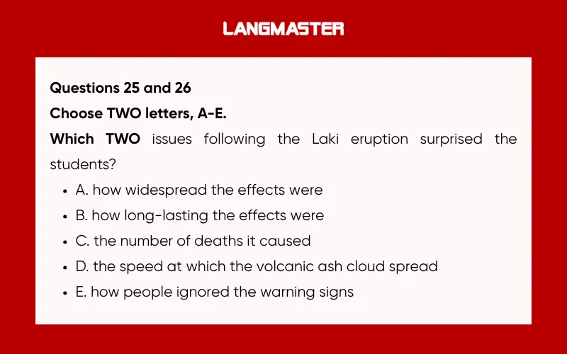 Đề bài IELTS Listening Part 3: The Laki eruption