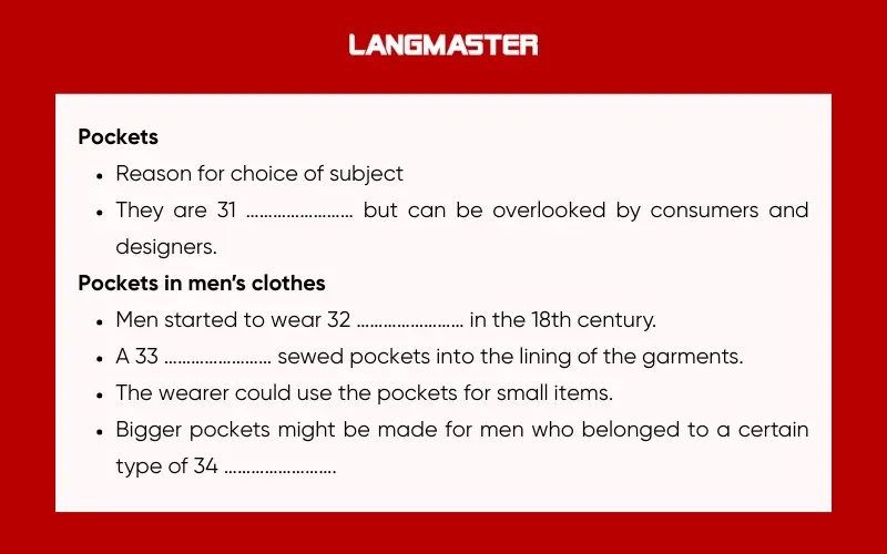 Đề bài IELTS Listening Part 4: Pockets