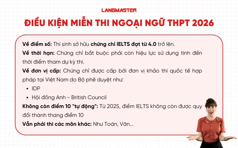 Điều kiện để được miễn thi Ngoại ngữ THPT 